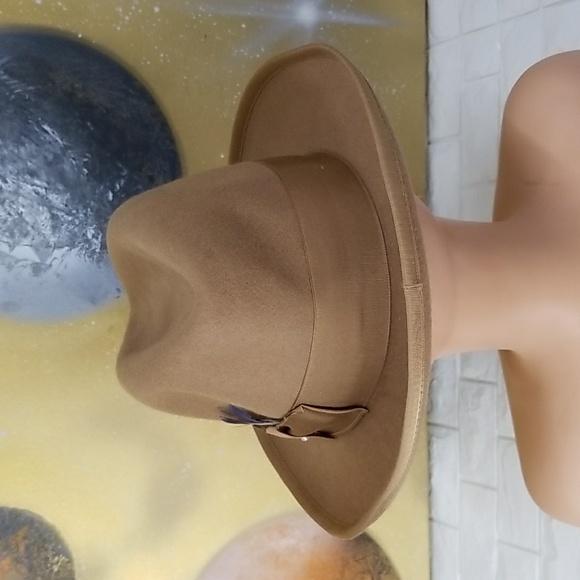 Shin Jin N.Y USA Vintage Fedora Wool Hat Tan S Small Fedora 100% Wool Hat Size L - Picture 3 of 8